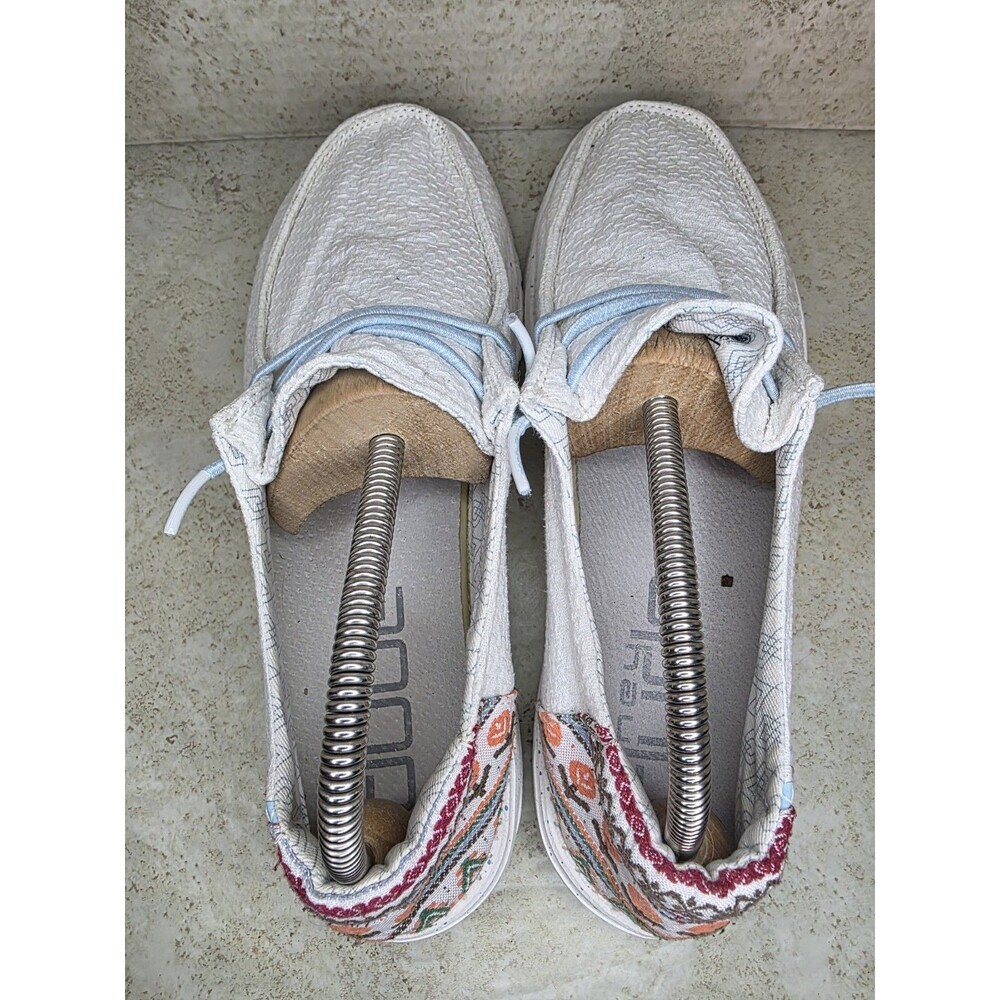 Hey Dude Wendy White Aztec Loafers Women Sz 10 Casual Comfort Active Boho Shoes - Picture 4 of 8